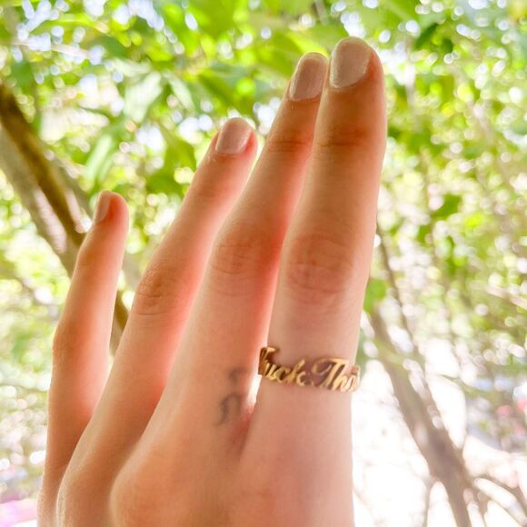 Gold "F*ck This F*ck That" Ring - Picture 7 of 8